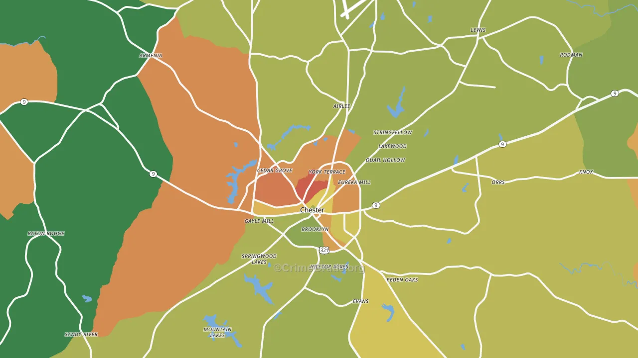 Chester, SC Map of Vandalism Rates