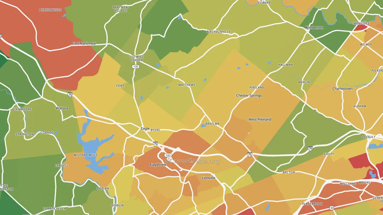Chester Springs, PA Map of Vandalism Rates