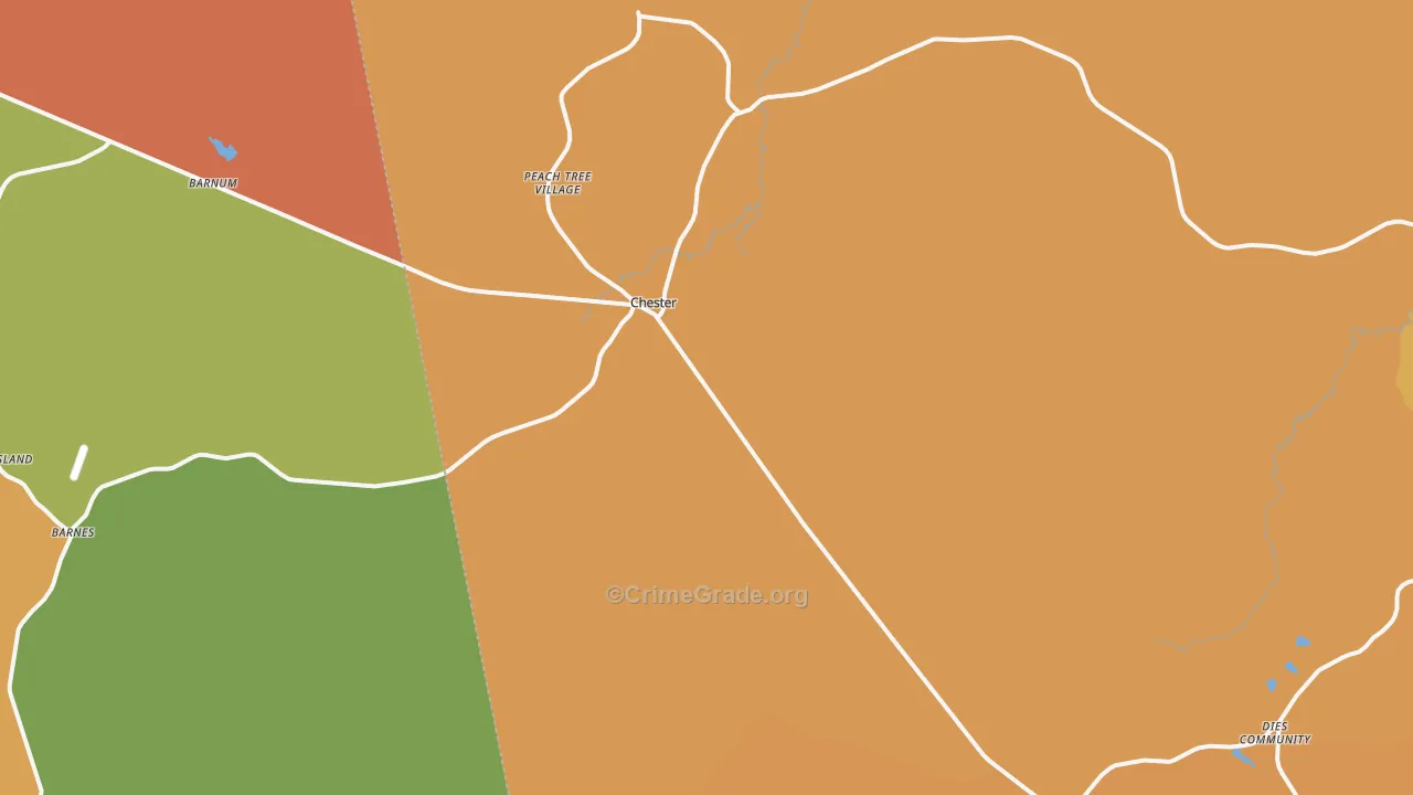 Chester, TX Map of Vandalism Rates
