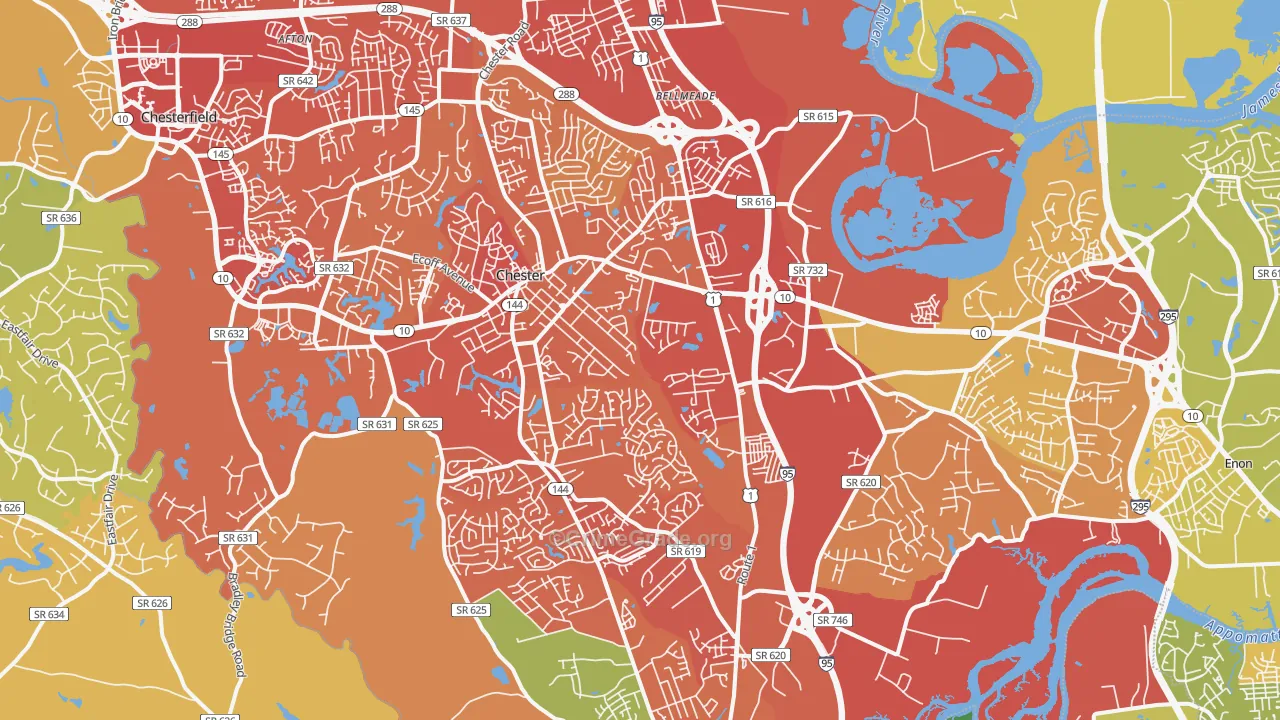 Chester, VA Map of Vandalism Rates
