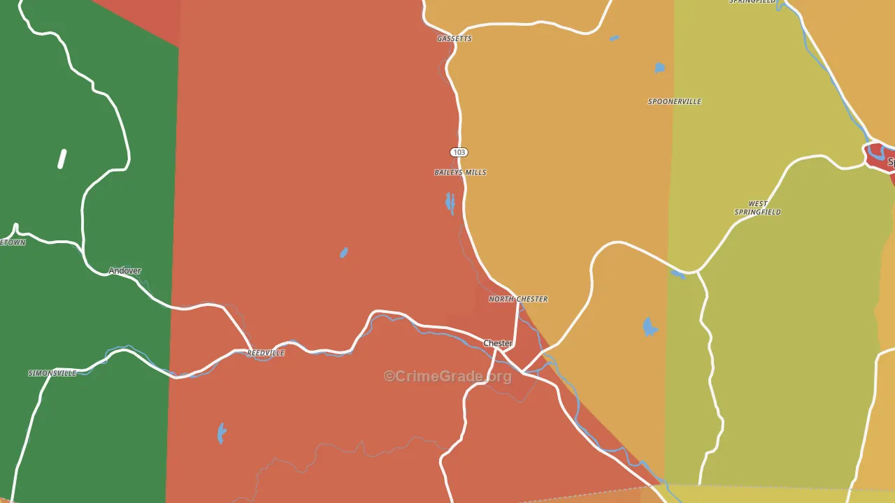 Chester, VT Map of Vandalism Rates