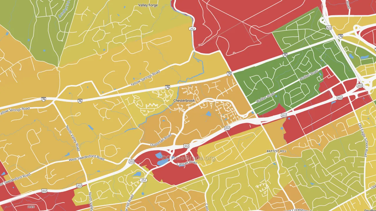 Chesterbrook, PA Map of Vandalism Rates