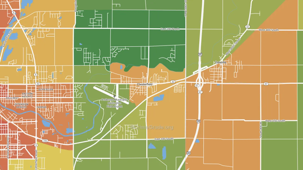Chesterfield, IN Map of Vandalism Rates