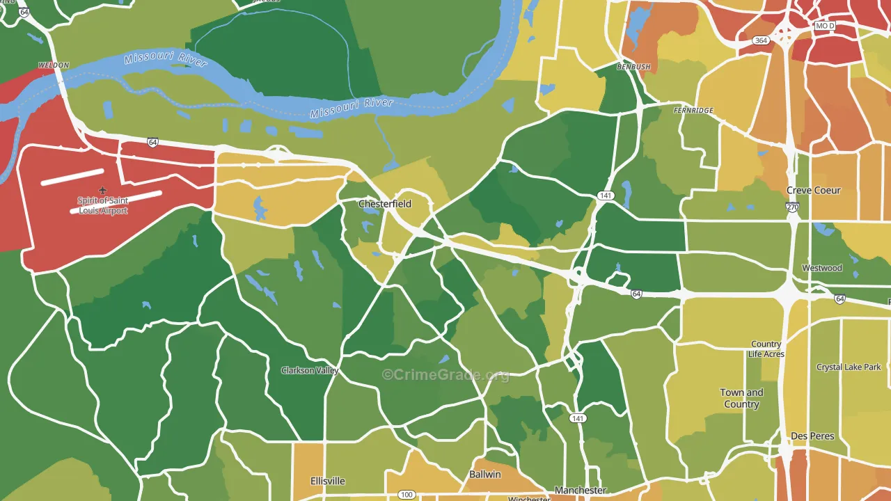 Chesterfield, MO Map of Vandalism Rates