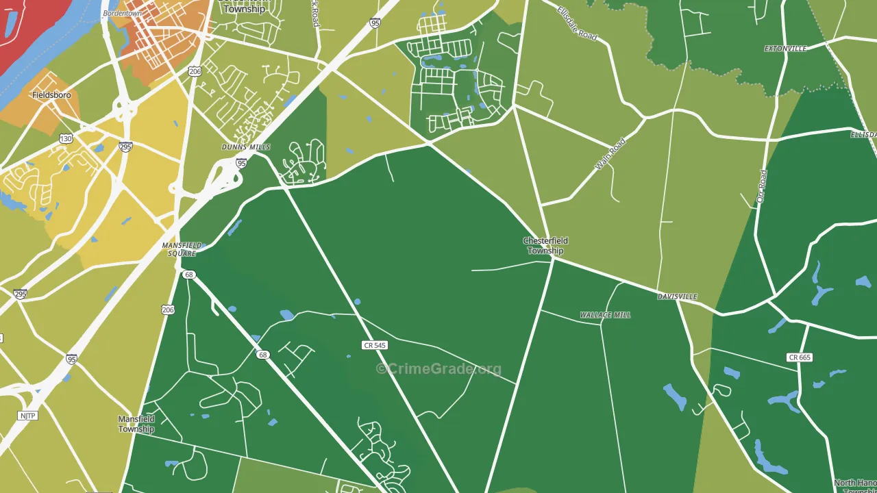 Chesterfield, NJ Map of Vandalism Rates