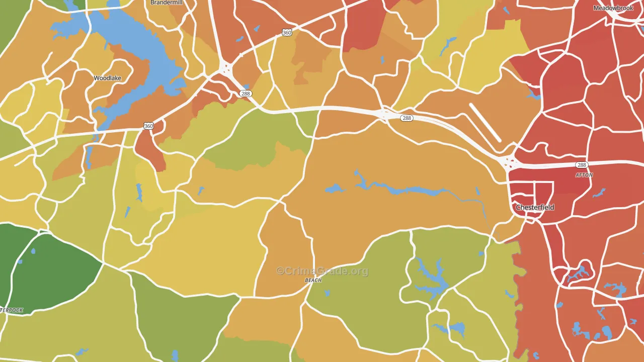 Chesterfield, VA Map of Vandalism Rates