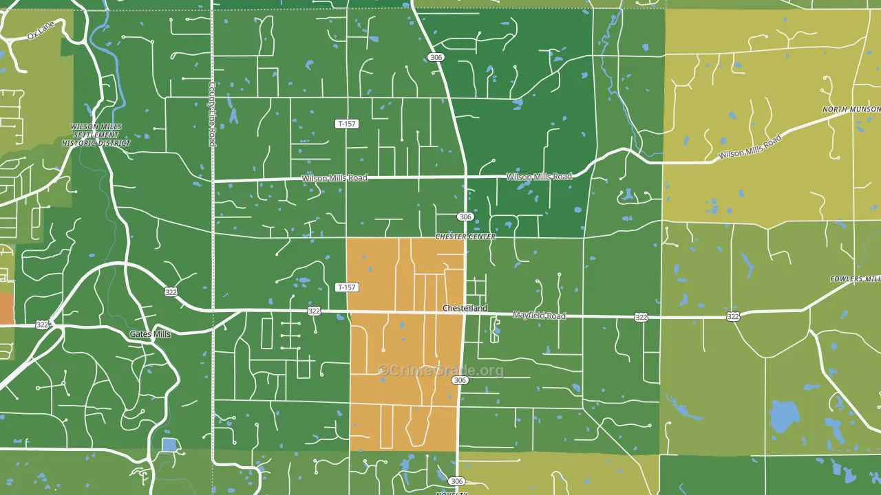 Chesterland, OH Map of Vandalism Rates