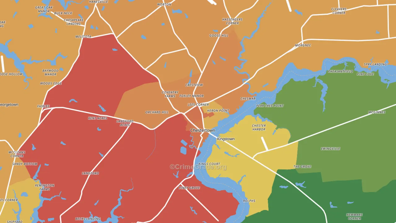 Chestertown, MD Map of Vandalism Rates