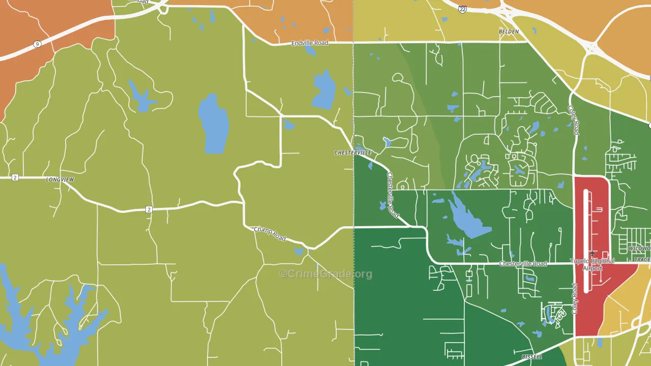 Chesterville, MS Map of Vandalism Rates