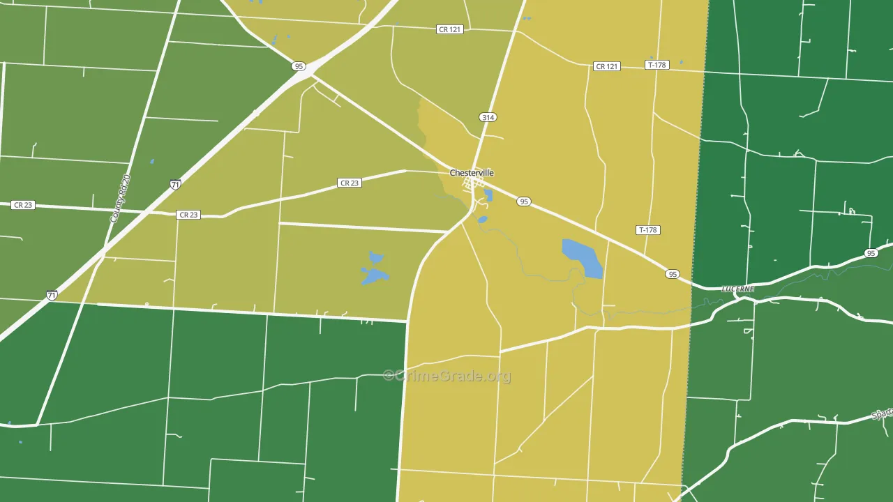 Chesterville, OH Map of Vandalism Rates