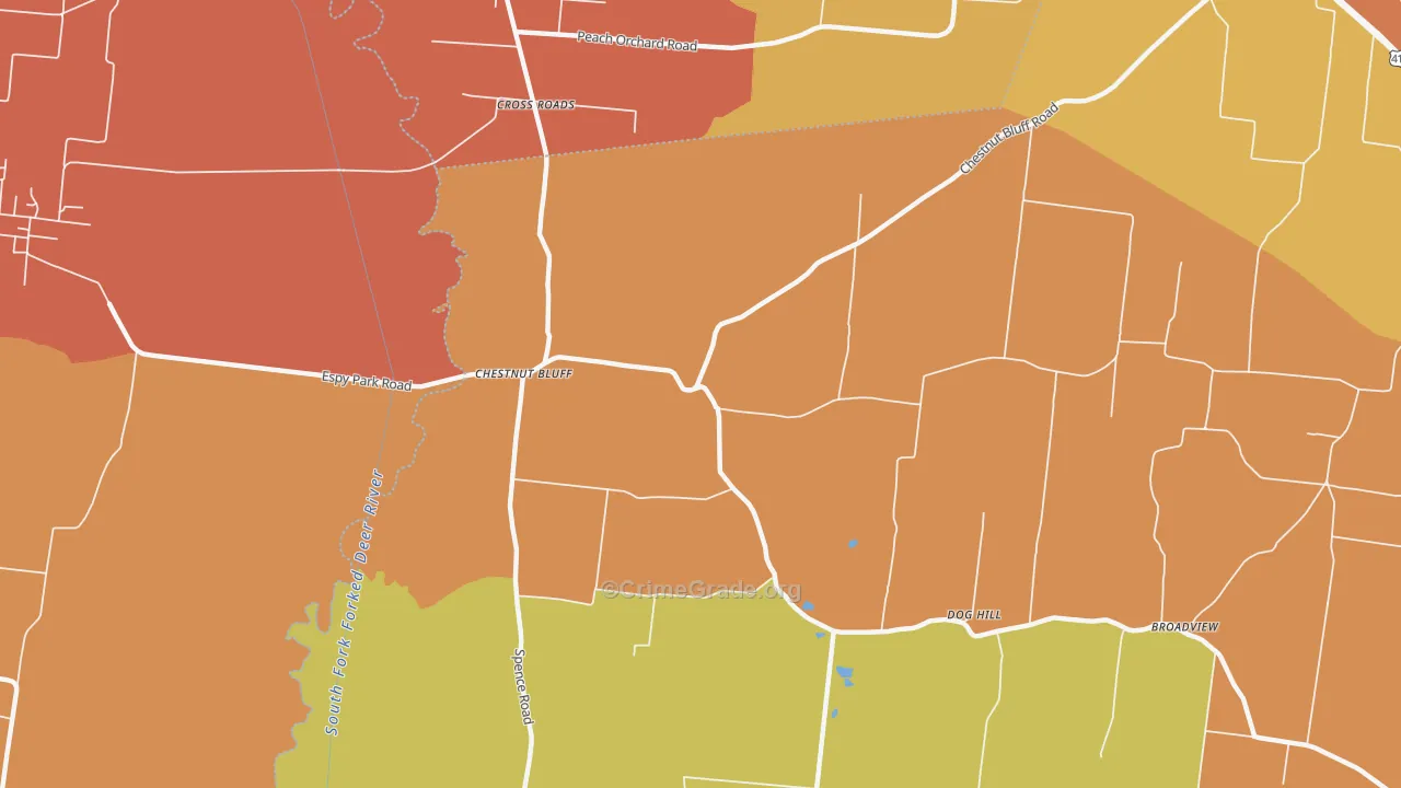 Chestnut Bluff, TN Map of Vandalism Rates