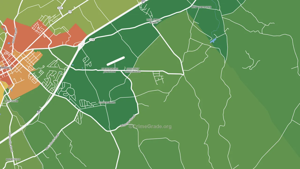 Chestnut Crossroads, PA Map of Vandalism Rates