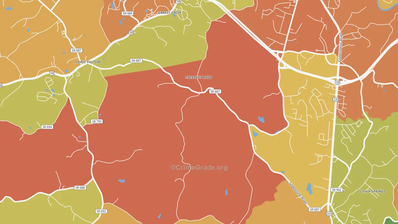 Chestnut Knob, VA Map of Vandalism Rates