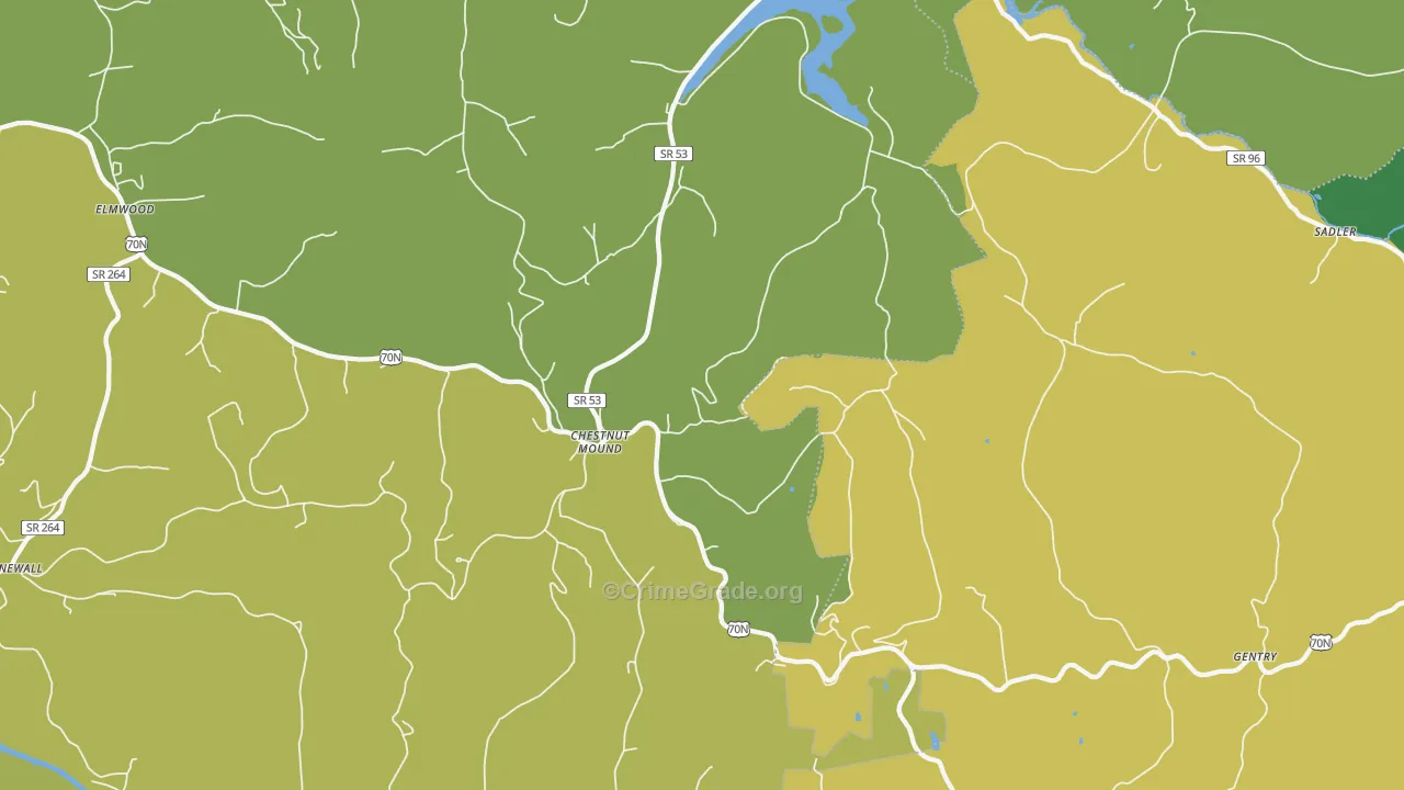Chestnut Mound, TN Map of Vandalism Rates