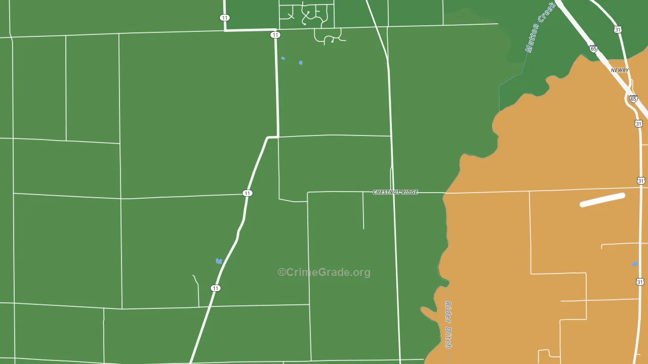Chestnut Ridge, IN Map of Vandalism Rates