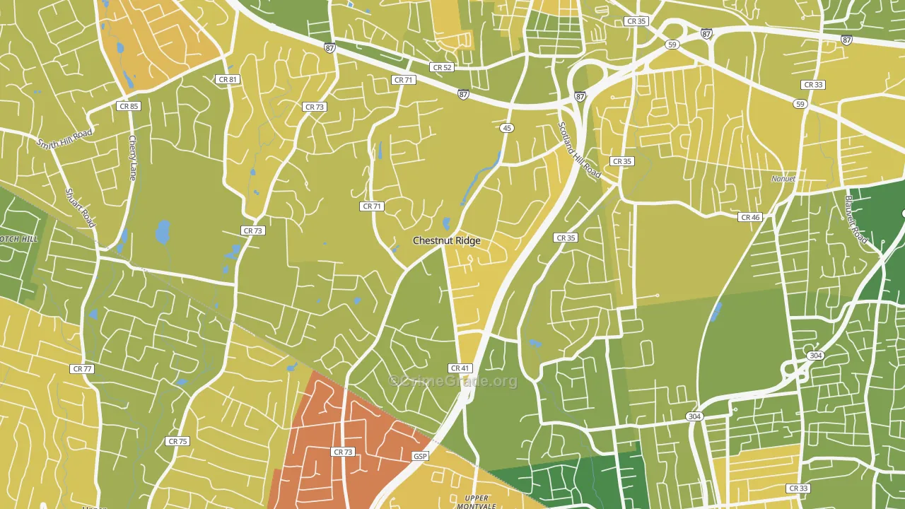 Chestnut Ridge, NY Map of Vandalism Rates