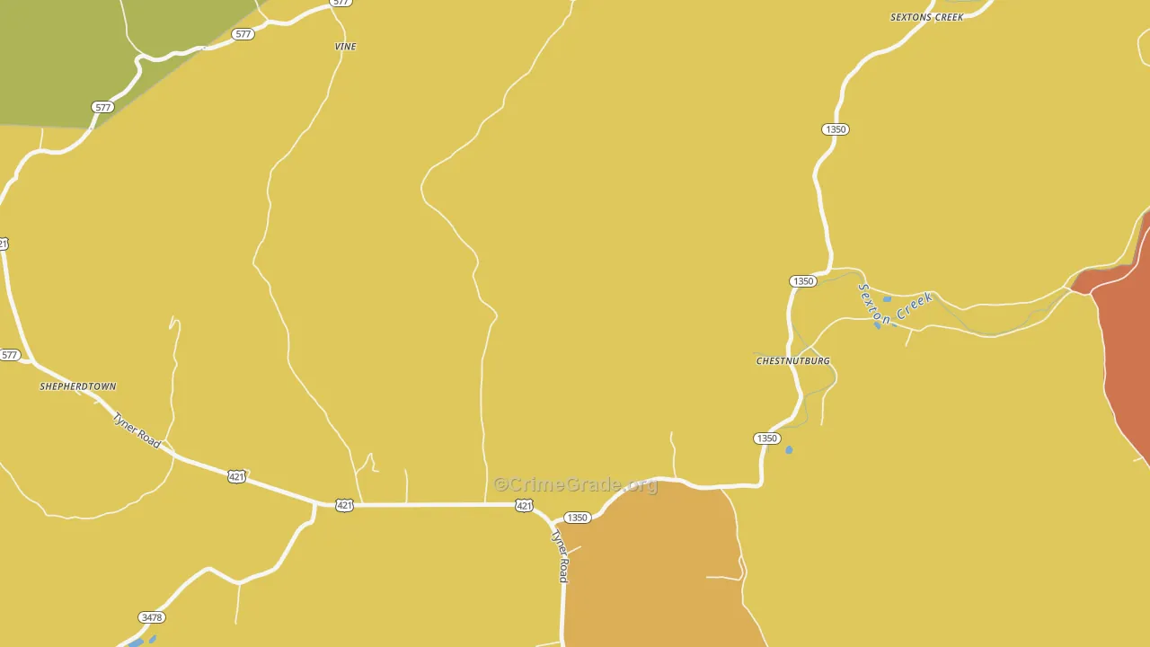 Chestnutburg, KY Map of Vandalism Rates