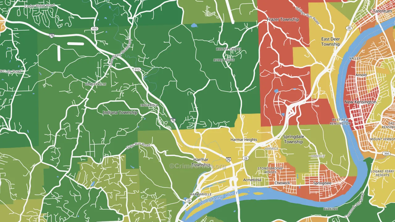Cheswick, PA Map of Vandalism Rates