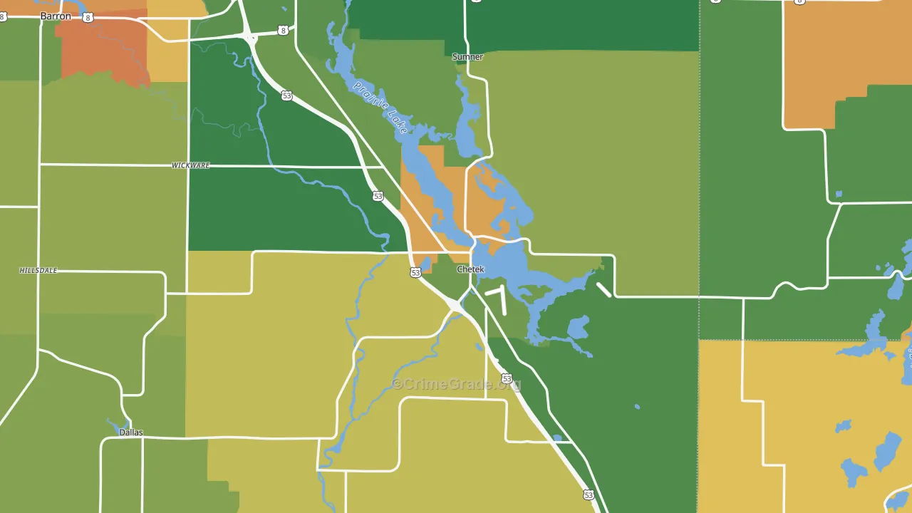 Chetek, WI Map of Vandalism Rates