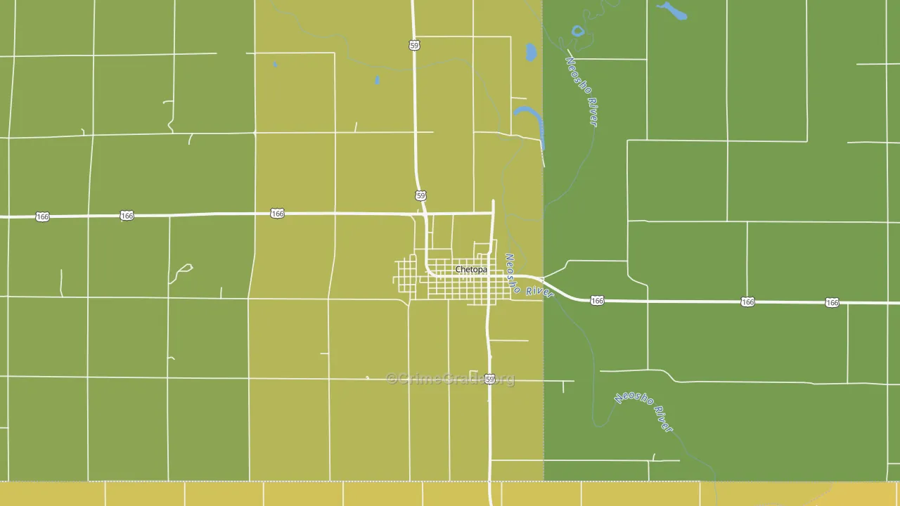 Chetopa, KS Map of Vandalism Rates