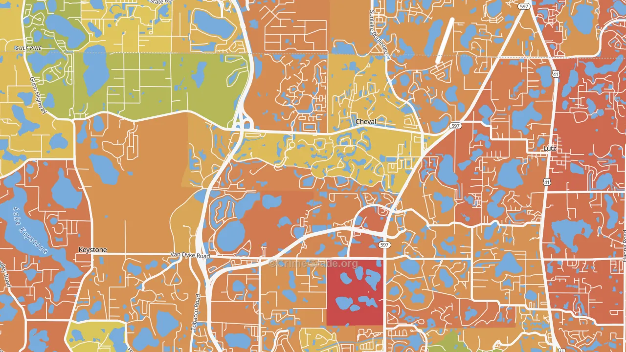 Cheval, FL Map of Vandalism Rates