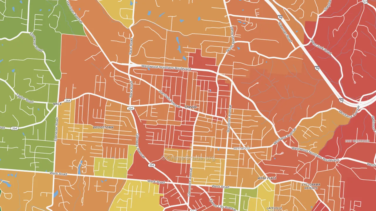 Cheviot, OH Map of Vandalism Rates