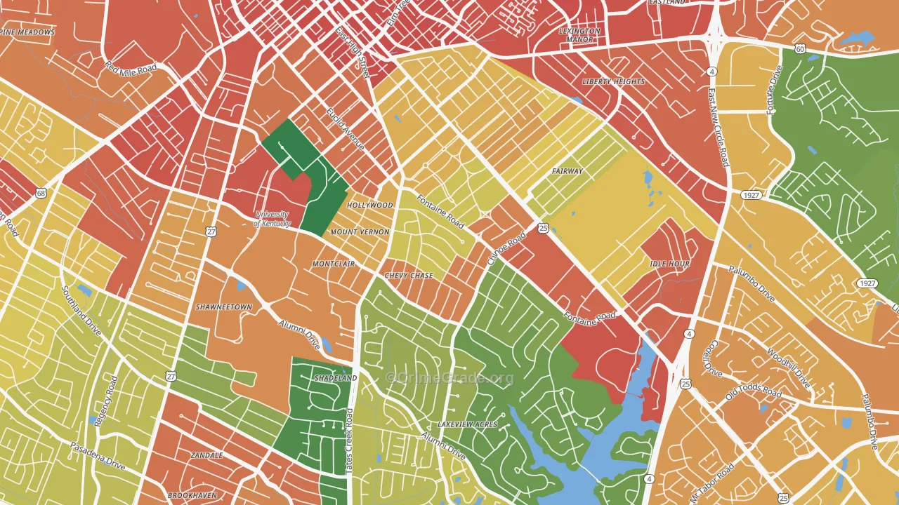 Chevy Chase-Ashland Park, Lexington, KY Map of Vandalism Rates