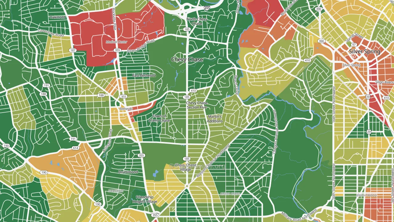Chevy Chase Section Five, MD Map of Vandalism Rates