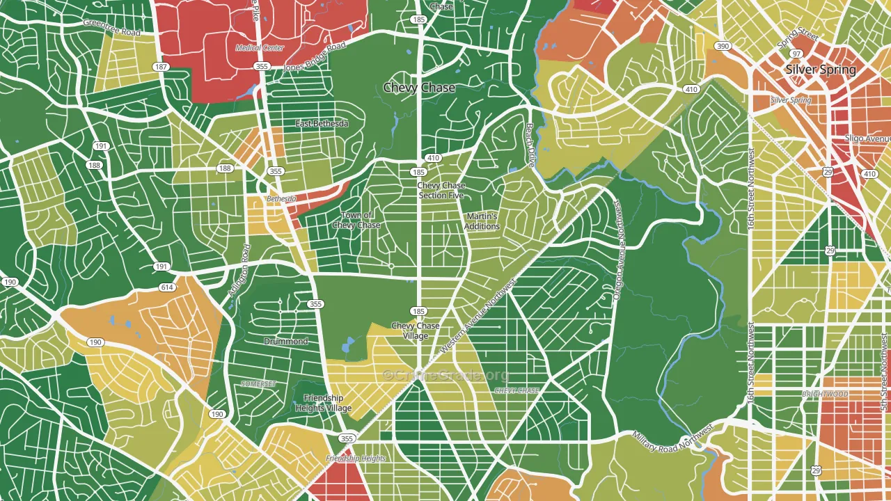 Chevy Chase Section Three, MD Map of Vandalism Rates