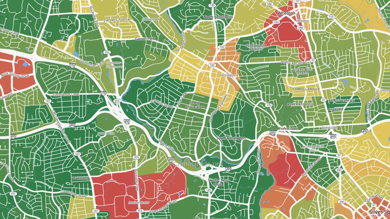Chevy Chase View, MD Map of Vandalism Rates