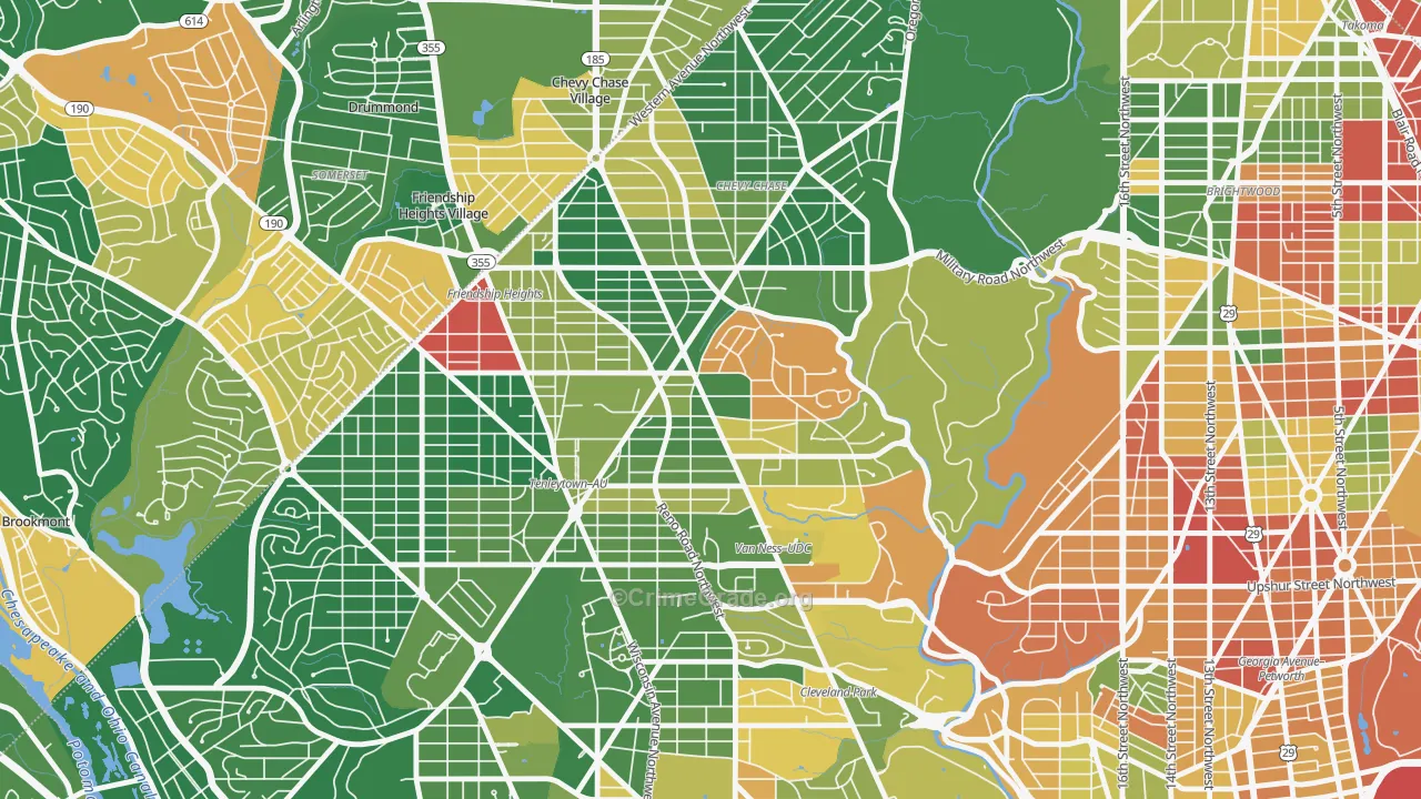 Chevy Chase, Washington, DC Map of Vandalism Rates