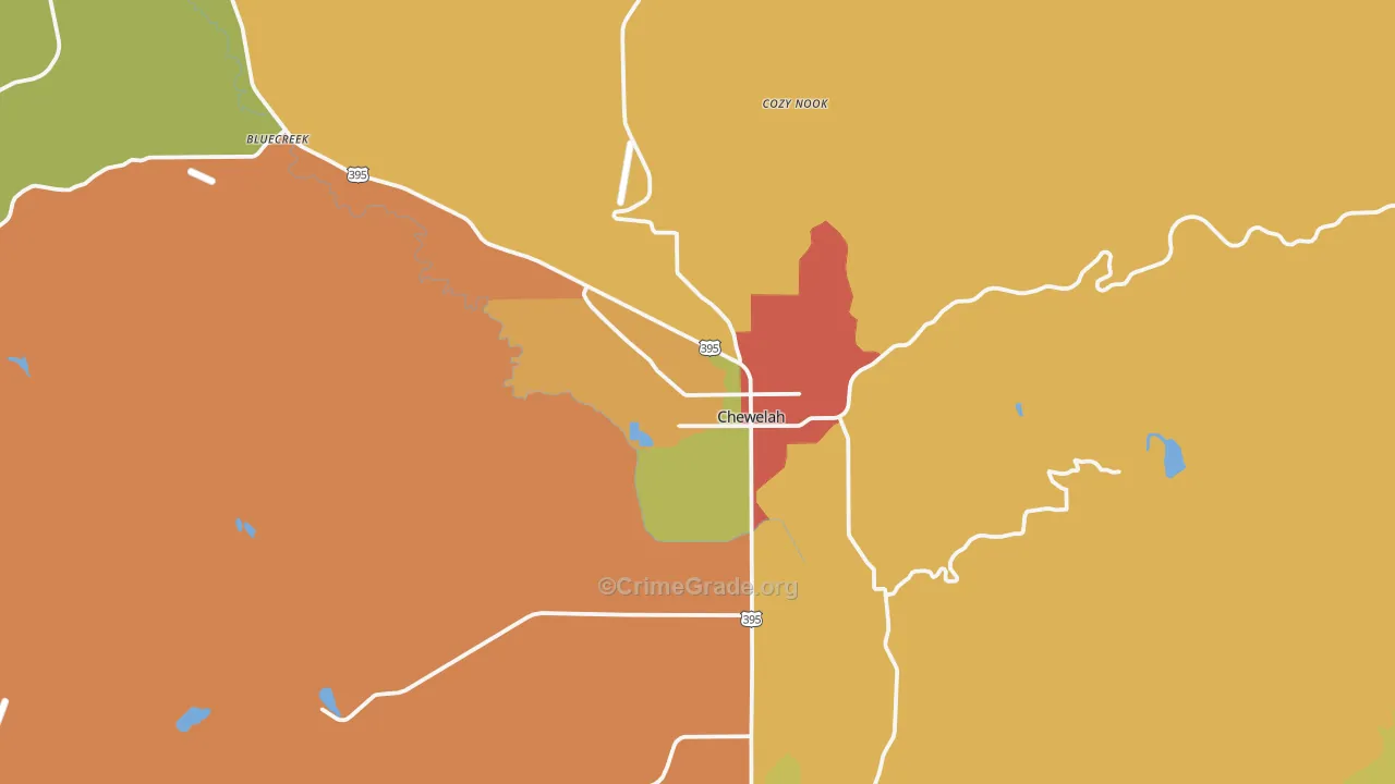 Chewelah, WA Map of Vandalism Rates