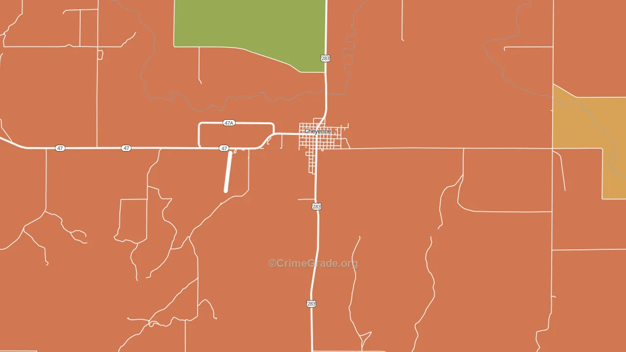 Cheyenne, OK Map of Vandalism Rates