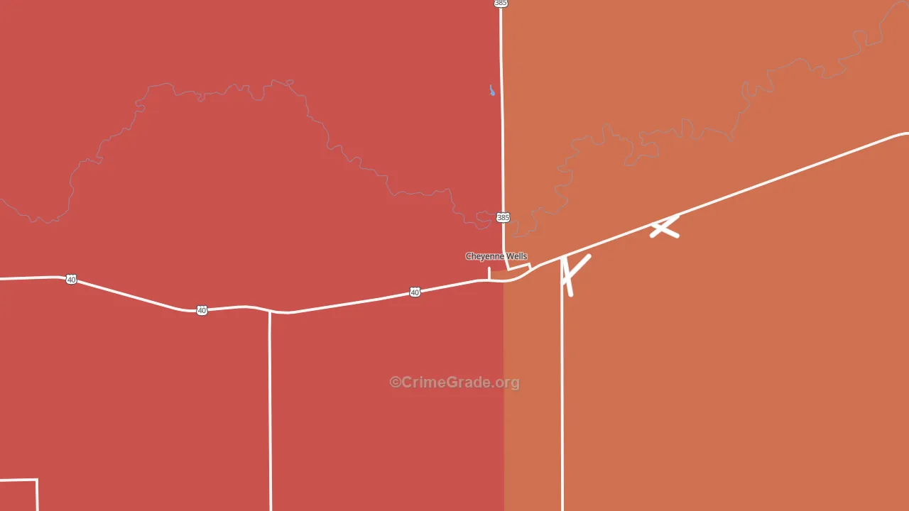 Cheyenne Wells, CO Map of Vandalism Rates