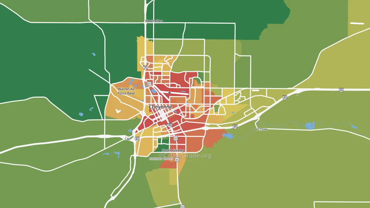 Cheyenne, WY Map of Vandalism Rates