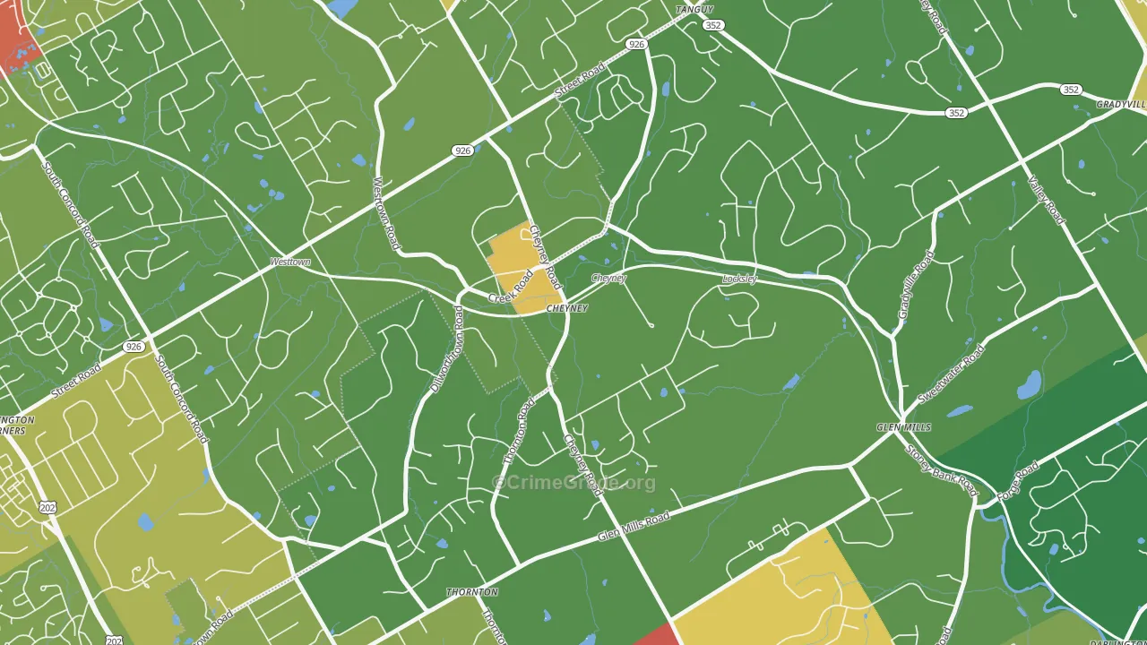 Cheyney, PA Map of Vandalism Rates