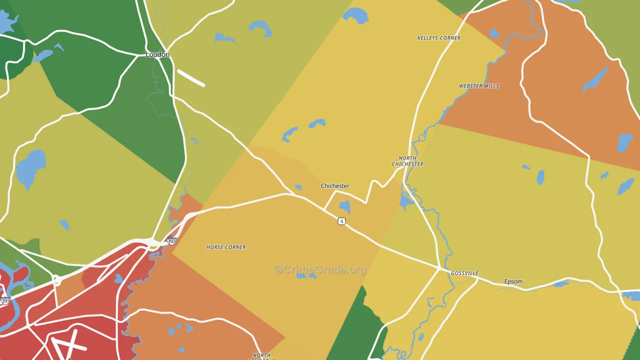 Chichester, NH Map of Vandalism Rates