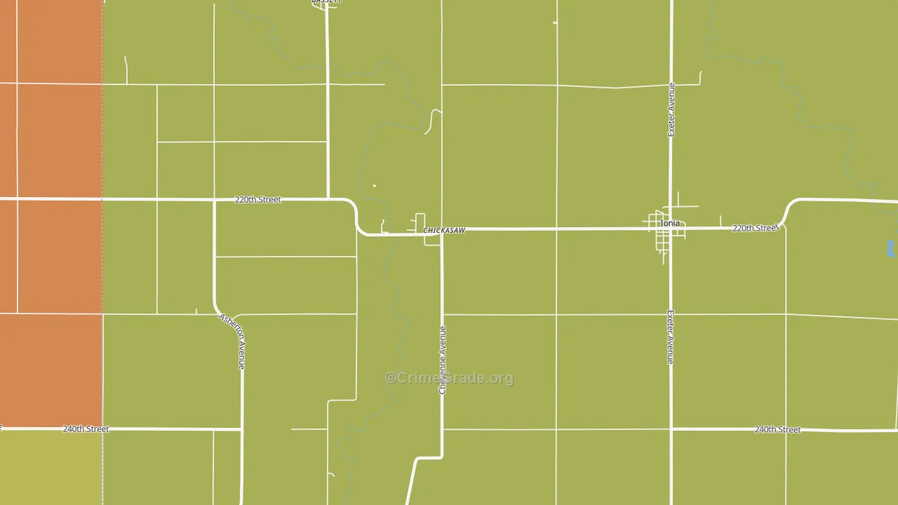 Chickasaw, IA Map of Vandalism Rates