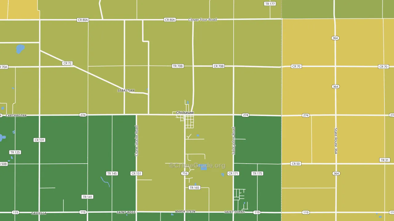 Chickasaw, OH Map of Vandalism Rates