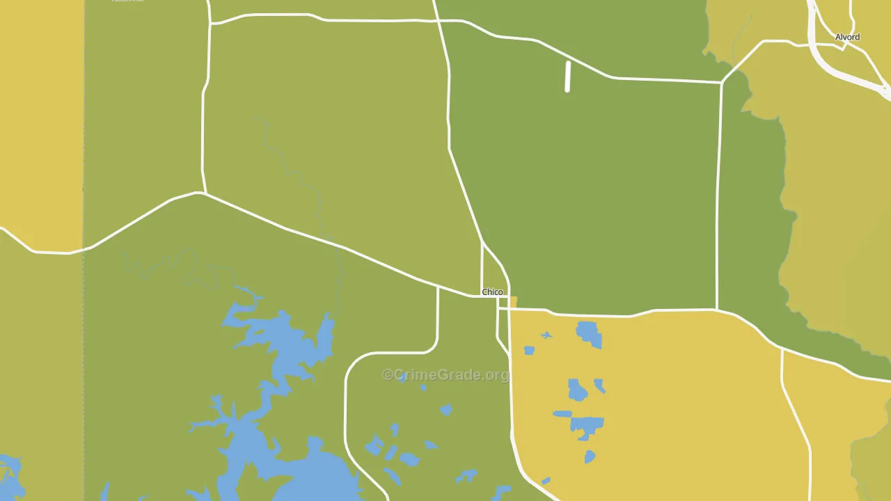 Chico, TX Map of Vandalism Rates