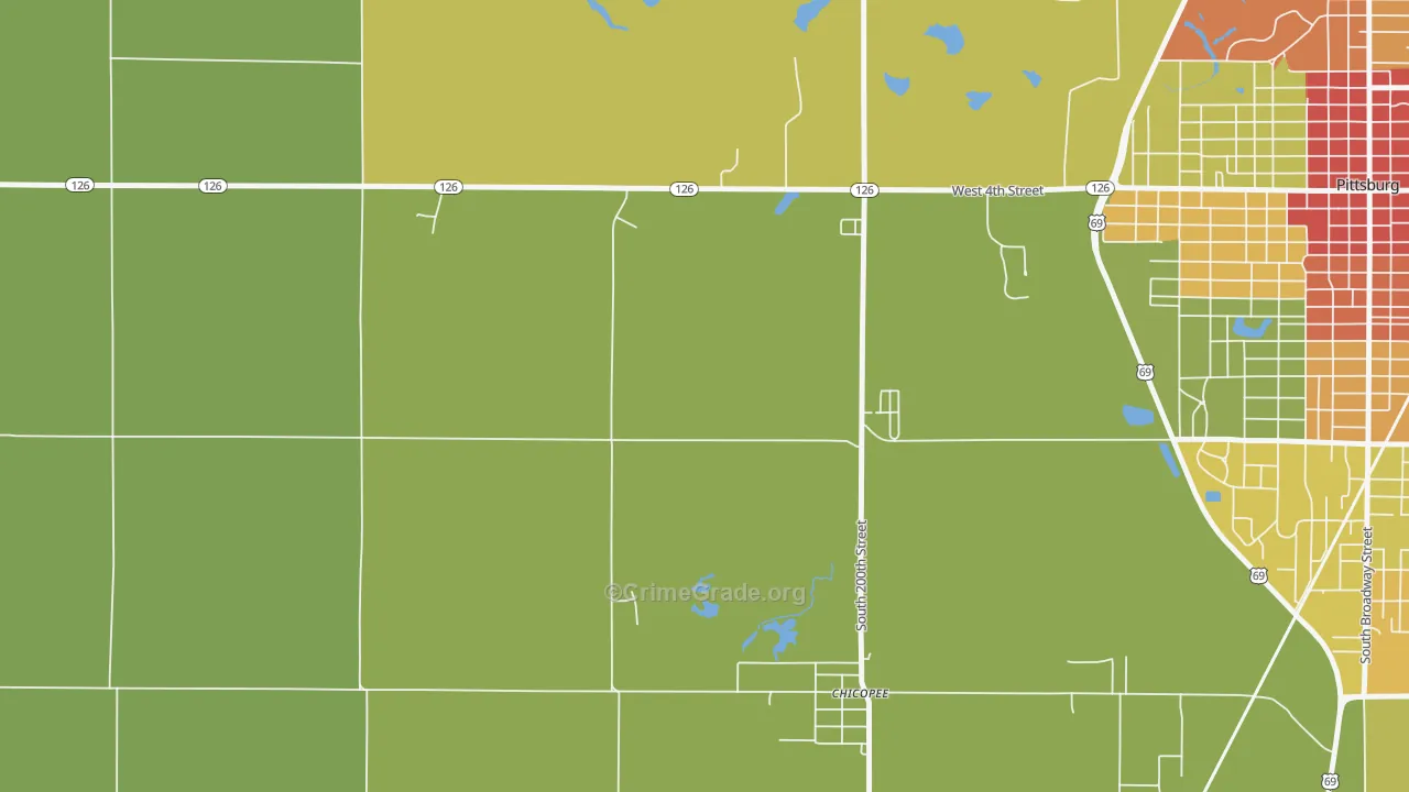 Chicopee, KS Map of Vandalism Rates