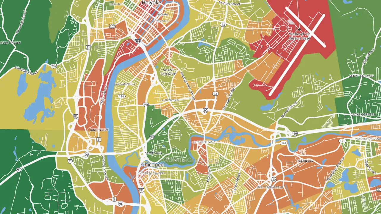 Chicopee, MA Map of Vandalism Rates