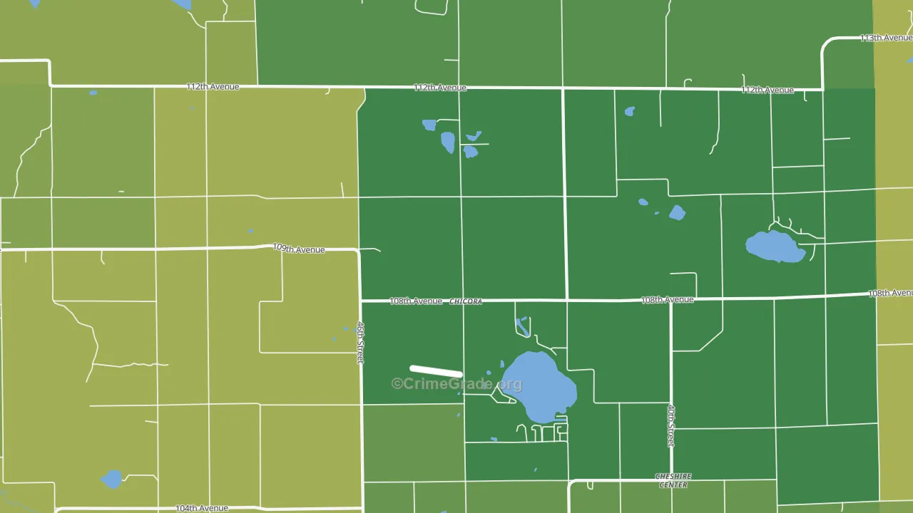 Chicora, MI Map of Vandalism Rates