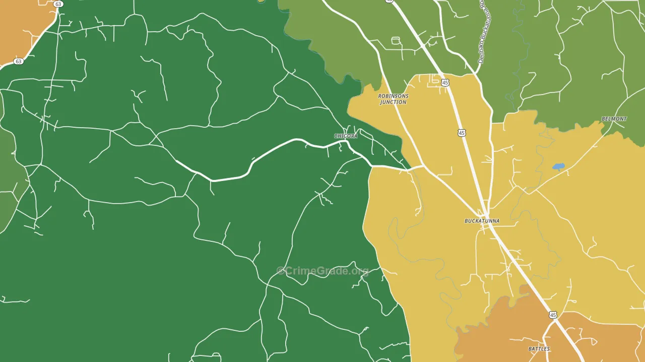 Chicora, MS Map of Vandalism Rates