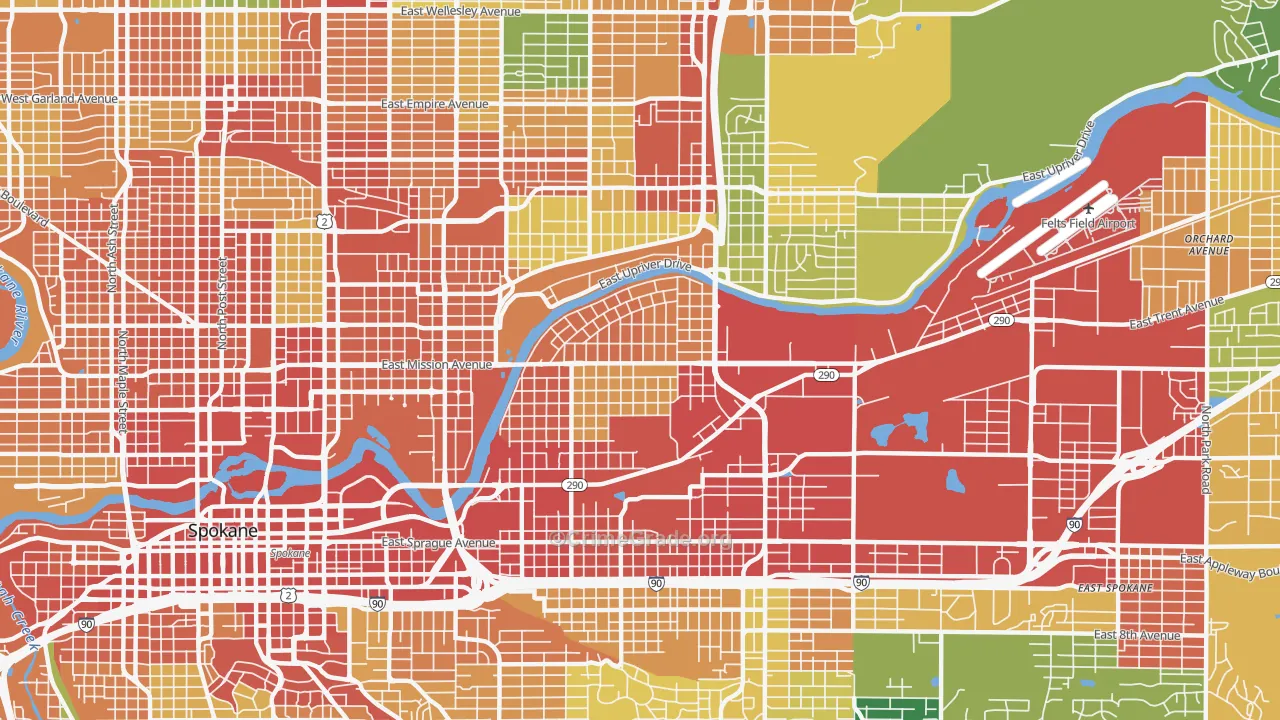 Chief Garry Park, Spokane, WA Map of Vandalism Rates