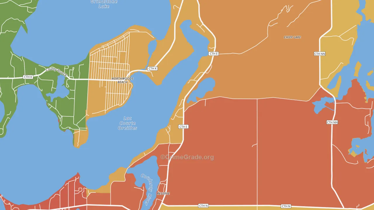 Chief Lake, WI Map of Vandalism Rates