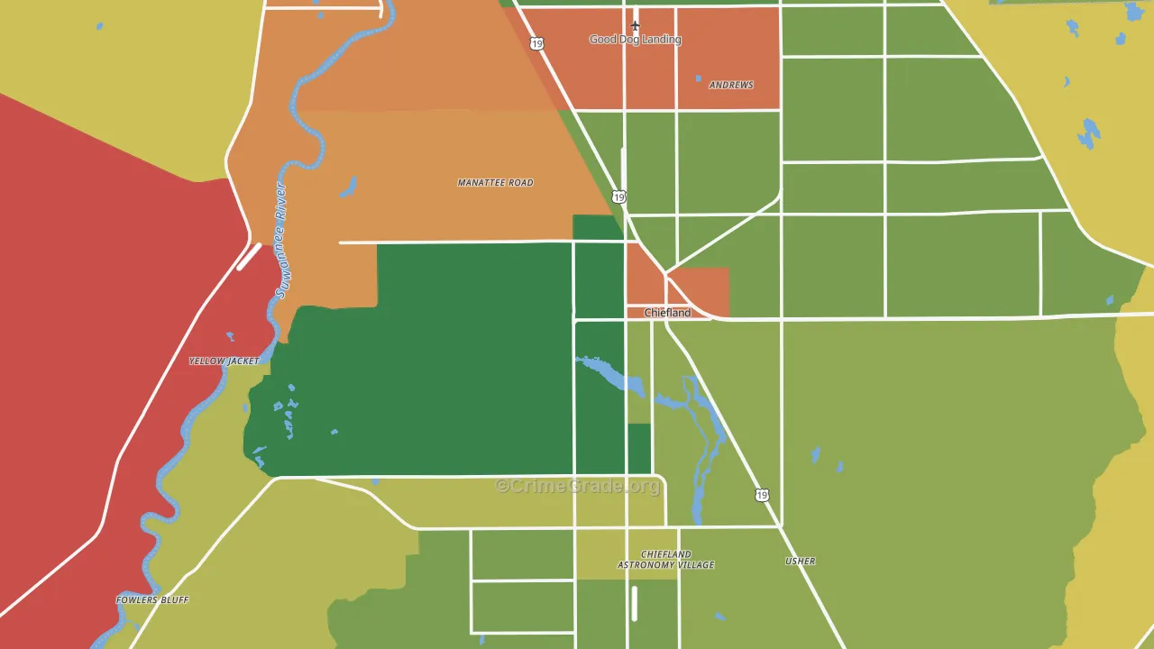 Chiefland, FL Map of Vandalism Rates