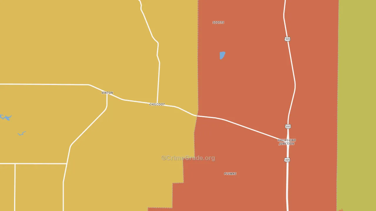 Chilcoot, CA Map of Vandalism Rates