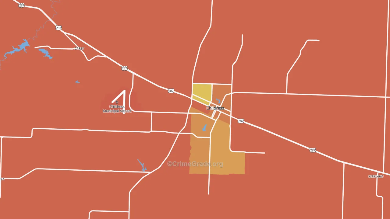 Childress, TX Map of Vandalism Rates