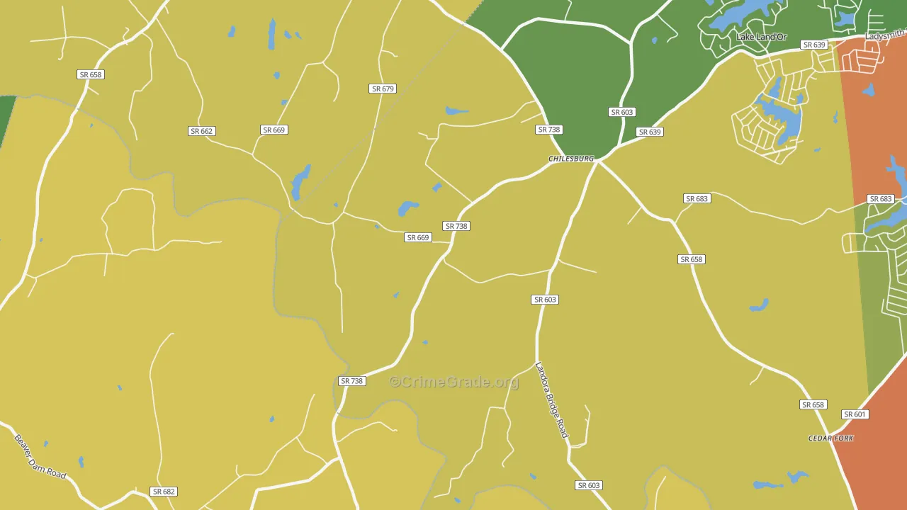 Chilesburg, VA Map of Vandalism Rates